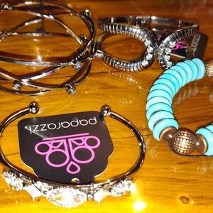 Paparazzi Silver and Turquoise Bracelet Set